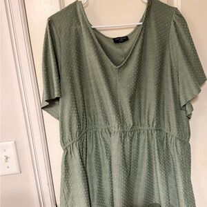 Lane Bryant Sage Green Dot-Texture V-Neck Peplum Tunic